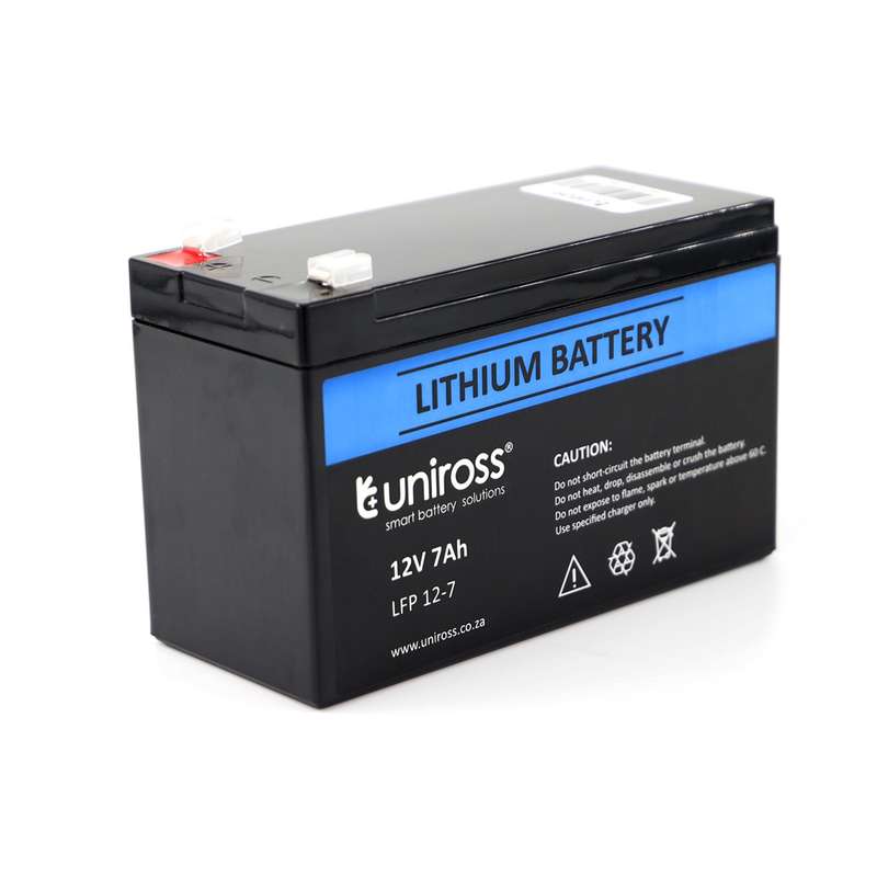 UNIROSS 12V / 7Ah (7A Discharge) Lithium LifePO4 Battery - compatible with Alarms / CCTV (3 Year ...