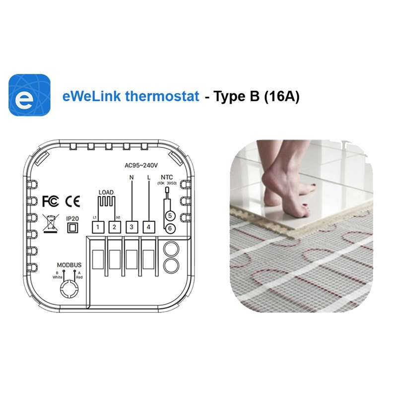 eWeLink Smart Wi-Fi Thermostat - Type B (16A) White