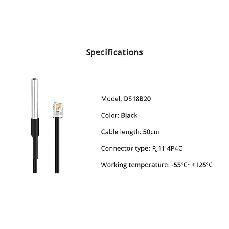 SONOFF WTS01 150cm Waterproof Temperature Sensor with RJ9 Connector (upgrade of the DS18B20)