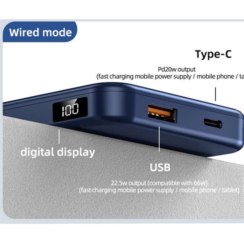 Magnetic Wireless Charging Power Bank - for iPhone / 10000mAh / Wired and Wireless Mode / Black