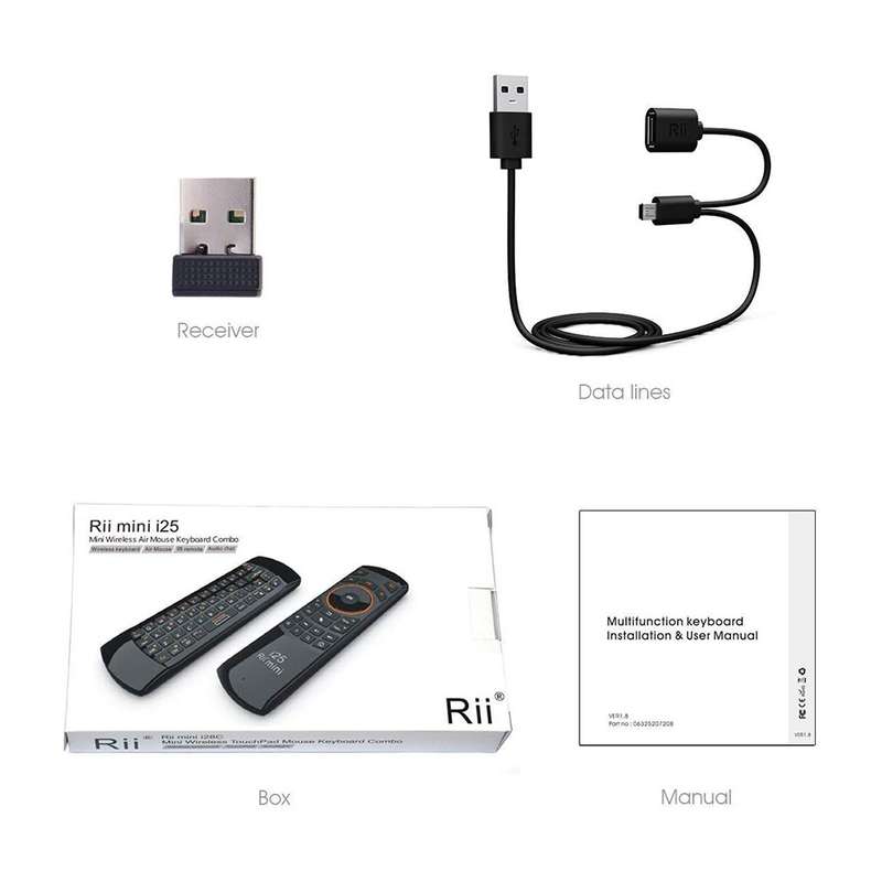 Rii Mini i25 Wireless Air Mouse Keyboard Combo - Multifunction / 2.4Ghz / Rechargeable LI-ION Bat...