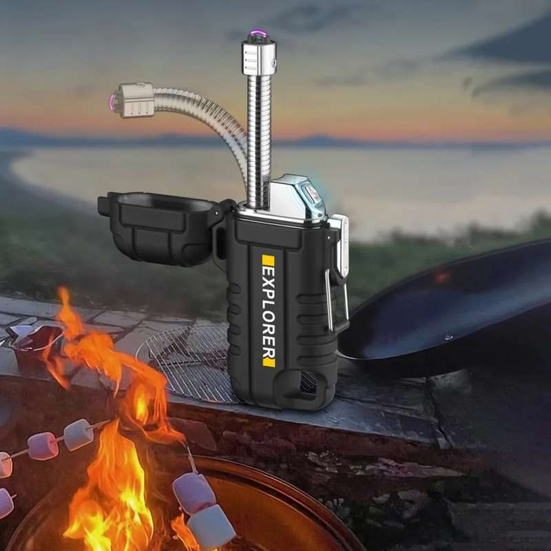 EXPLORER Waterproof Arc Plasma Lighter with Flexible Neck - USB Type-C Charging / 220mAh Black