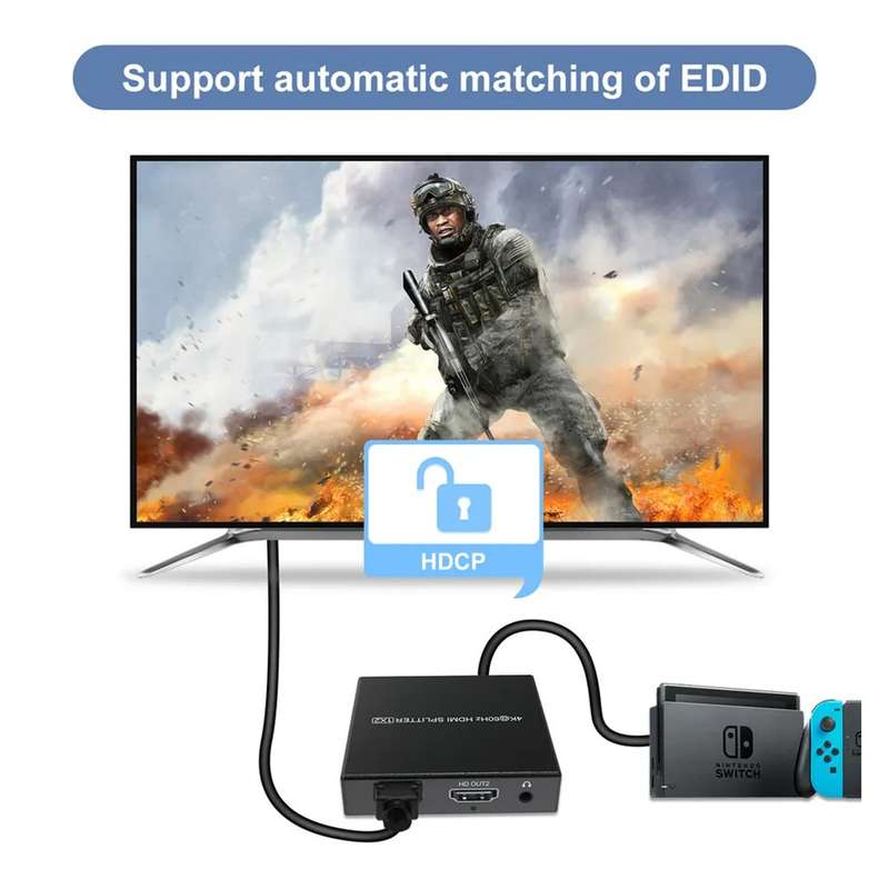 2 Port HDMI Splitter - 4K@60Hz / HDMI 2.0 / HDCP 2.2
