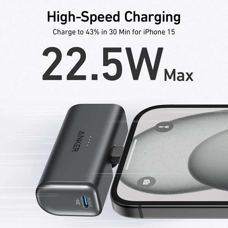 Anker Nano Power Bank - 22.5W / 5000mAh / Built-In USB-C Connector Black
