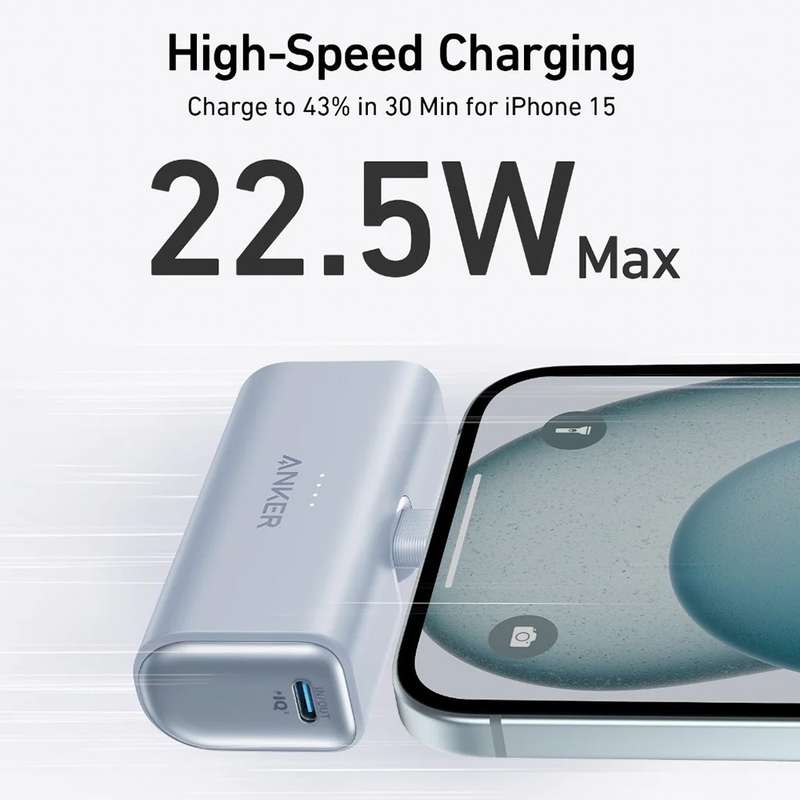 Anker Nano Power Bank - 22.5W / 5000mAh / Built-In USB-C Connector Black