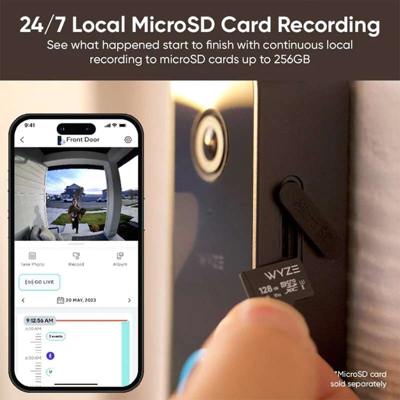 Wyze Video Doorbell v2 - 2K Protection with Local MicroSD Storage