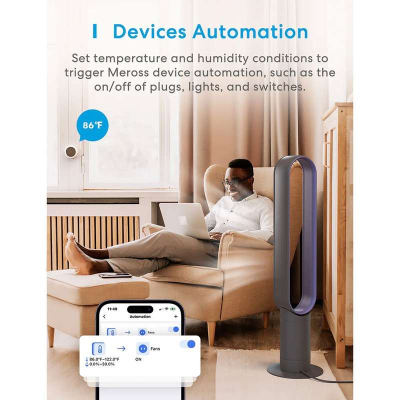 Meross Smart Temperature and Humidity Sensor - works with Apple HomeKit / Amazon Alexa / Google A...