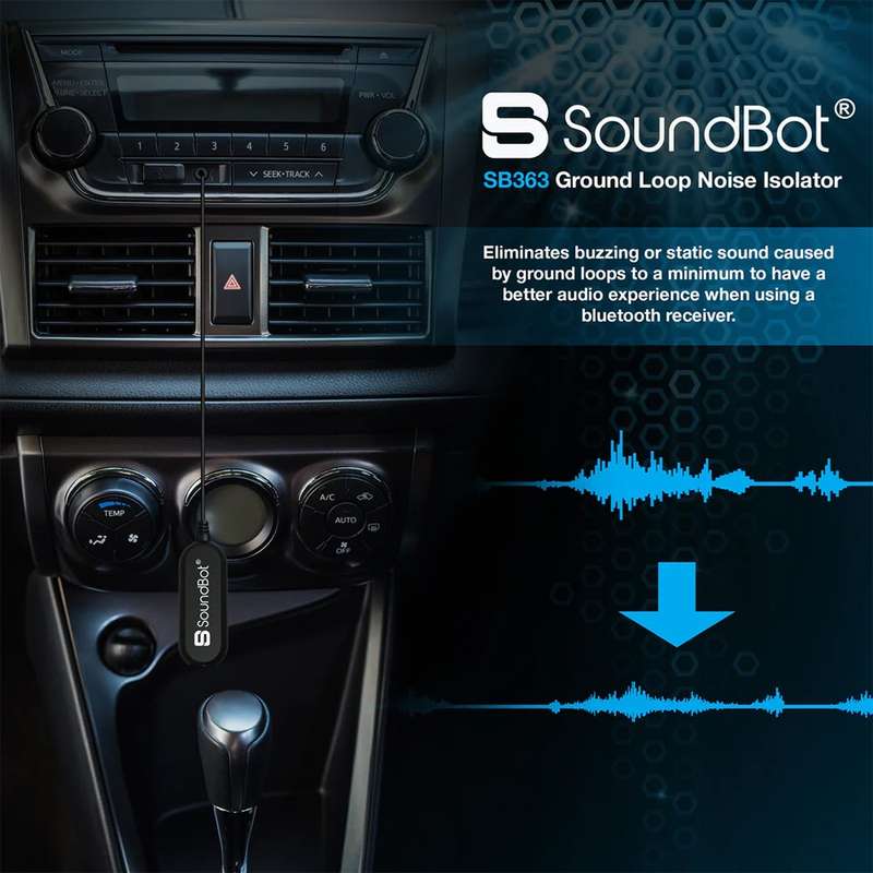 Soundbot Ground Loop Noise Isolator Filter - with built-in 3.5mm Aux Cable (SB363 )