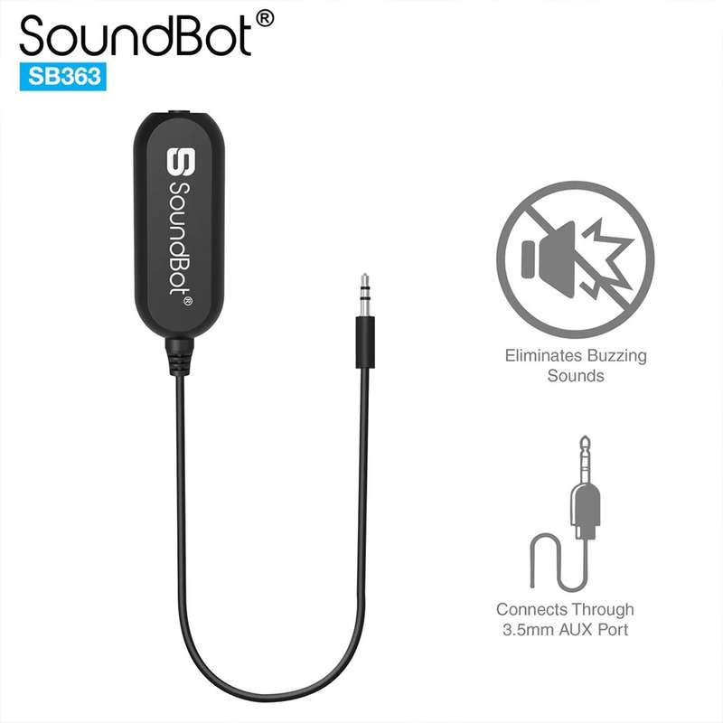 Soundbot Ground Loop Noise Isolator Filter - with built-in 3.5mm Aux Cable (SB363 )