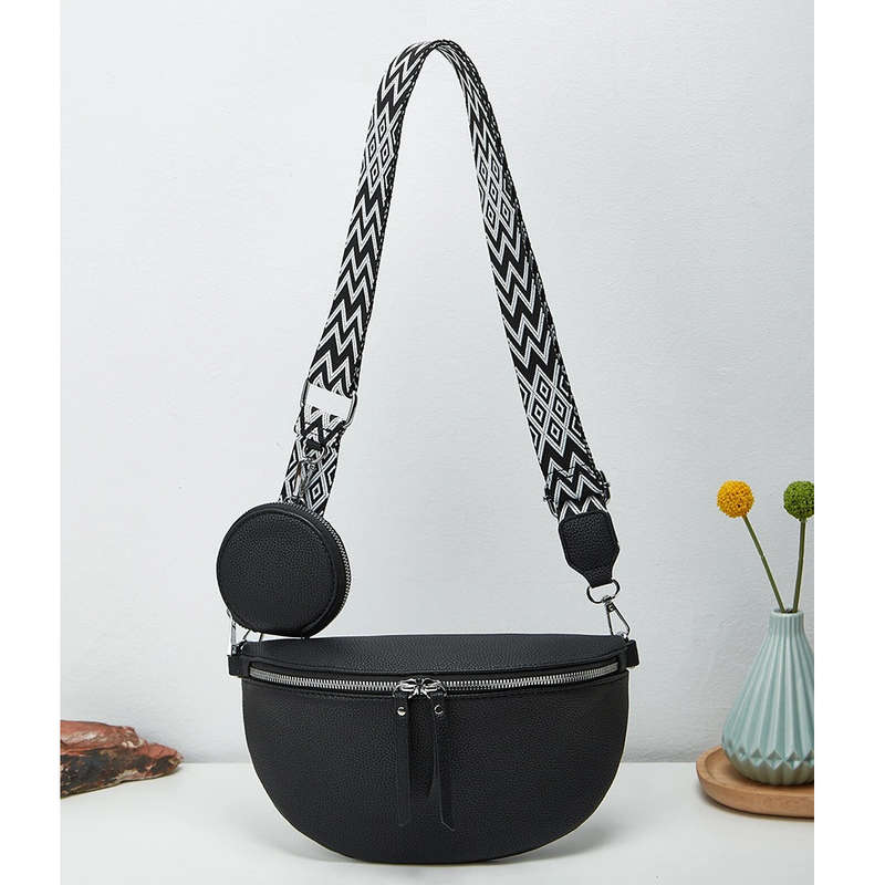 Fashionable Elegant Ladies Sling Bag - with coin purse and adjustable strap Black