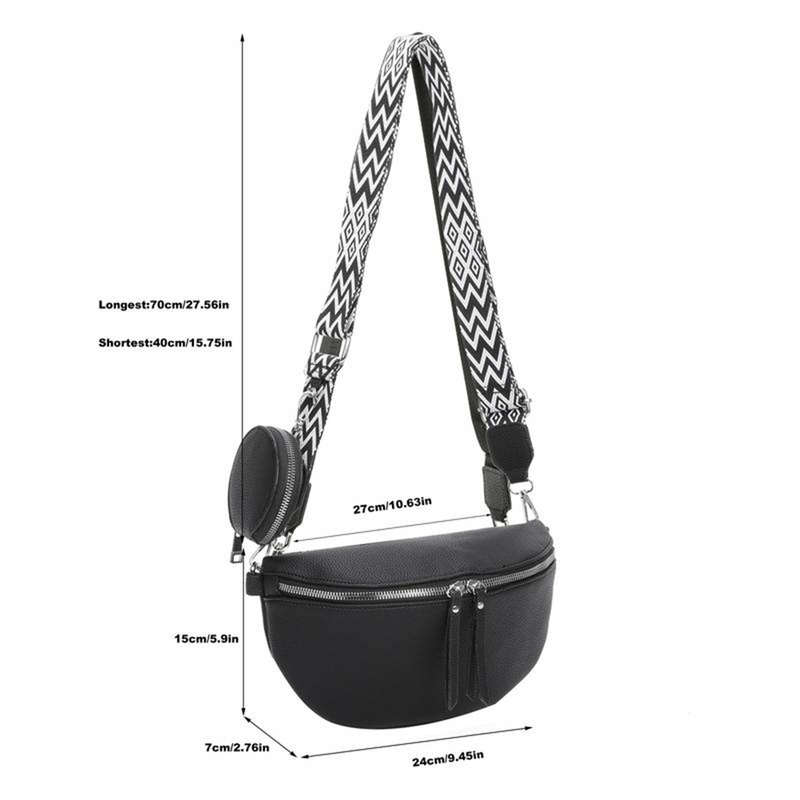 Fashionable Elegant Ladies Sling Bag - with coin purse and adjustable strap Black