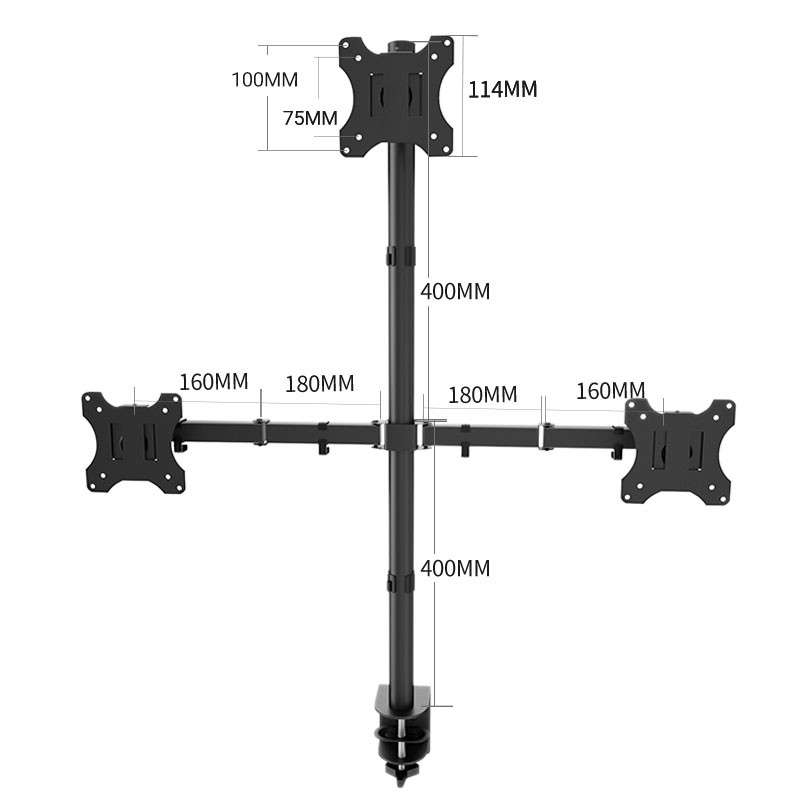 Triple Monitor Desktop Vesa Mount/Bracket - Provide 360° Rotation- 180° Swivel- and 45° Tilt