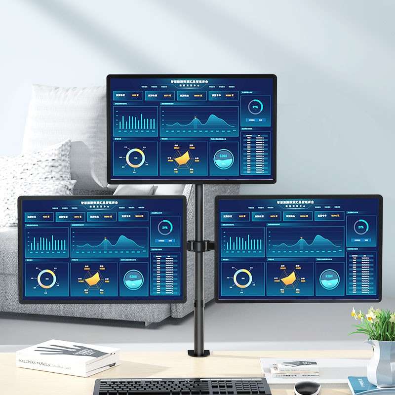 Triple Monitor Desktop Vesa Mount/Bracket - Provide 360° Rotation- 180° Swivel- and 45° Tilt