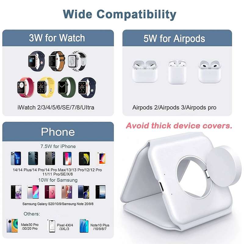 3 in 1 Magnetic Wireless Charger - for Apple iPhone / Apple Watch / AirPods White