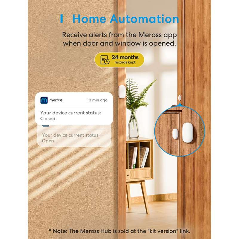 Meross Smart Door and Window Sensor - Works with Apple HomeKit / Amazon Alexa and SmartThings (WI...