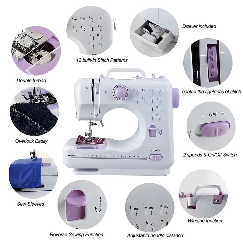Multi-Purpose Sewing Machine - 12 Built-in Stitch Patterns to Meet Various DIY Sewing Needs