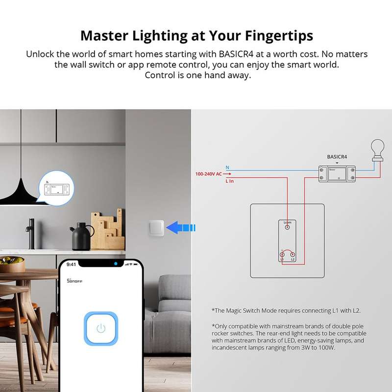 Sonoff Basic R4 WiFi Smart Switch - upgraded to Enhance Basic Functions and Increase Performance
