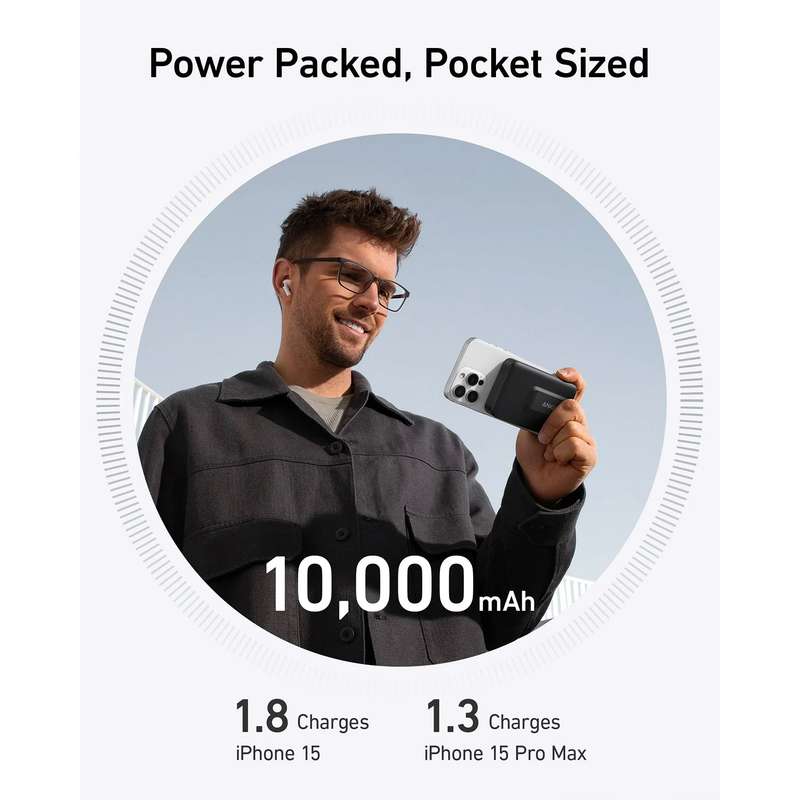 Anker MagGo Power Bank (10K) - with Smart Display and Foldable Stand / 15W Ultra-Fast MagSafe Cha...