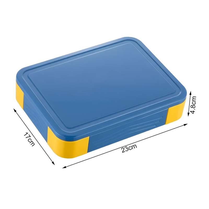 Colorful Compartment Lunchbox - with a fork- spoon- and small container Blue
