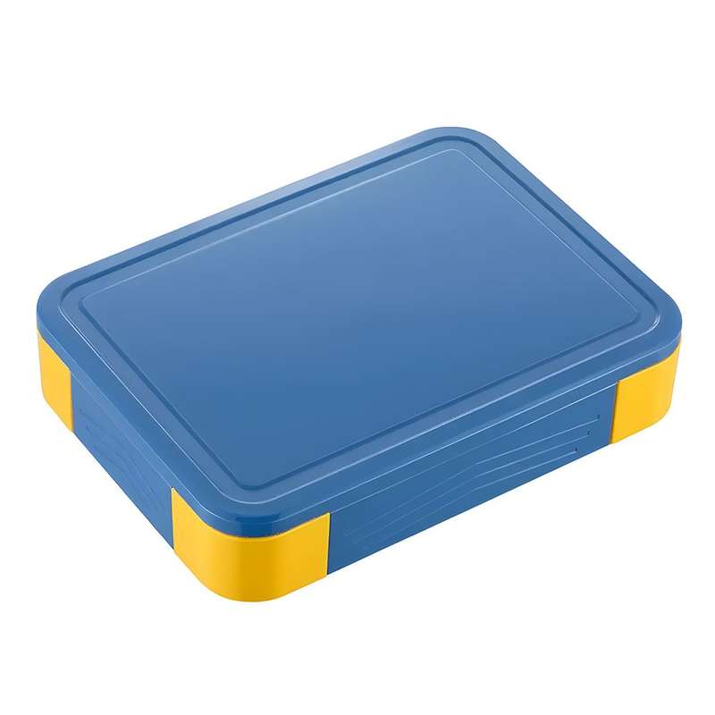 Colorful Compartment Lunchbox - with a fork- spoon- and small container Blue