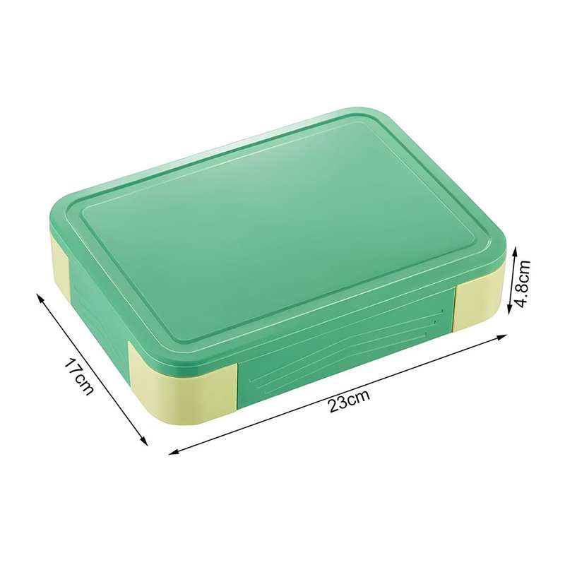 Colorful Compartment Lunchbox - with a fork- spoon- and small container Blue