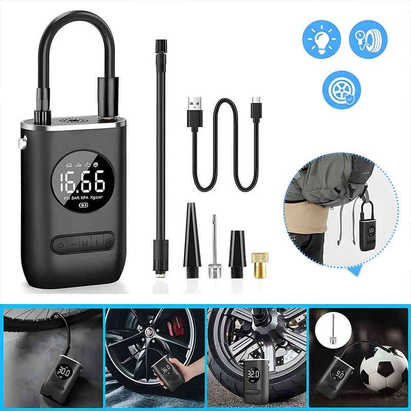 Portable Air Pump - with an LED Display / 4 Modes for Cars- Motorcycles- Bikes- and more