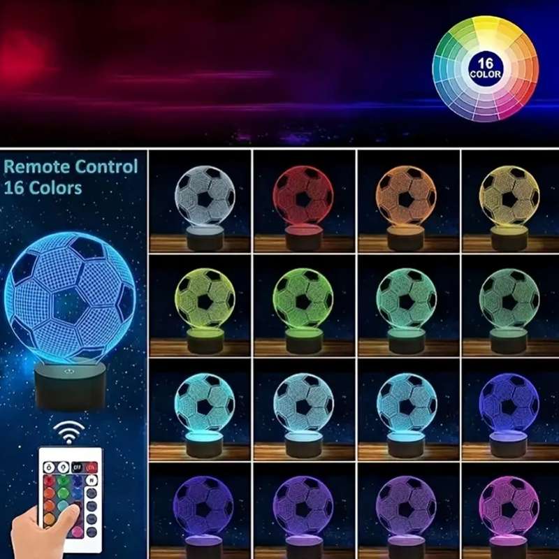 3D Soccer Lamp - Illuminate your Space with 16 Vibrant Colors / includes a Remote Control