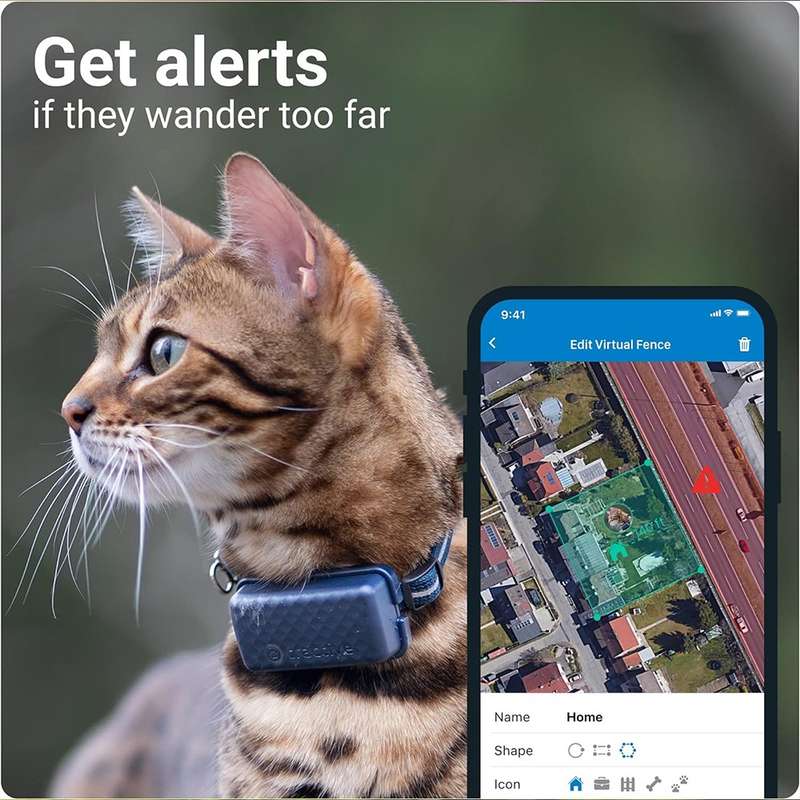 GPS Cat Tracker - Waterproof / GPS Location & Smart Activity Tracker / Unlimited Range Mini