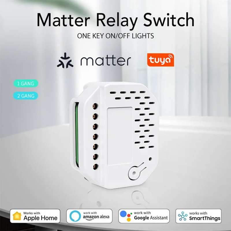 Tuya Matter Smart Wi-Fi Relay Switch - works with Siri- Alexa- Homekit & Google