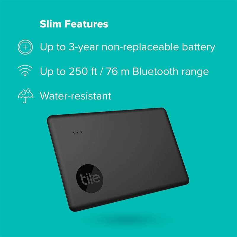 Tile Slim - Thin Bluetooth Tracker for Phones- Wallets- Luggage Tags- and More / Black