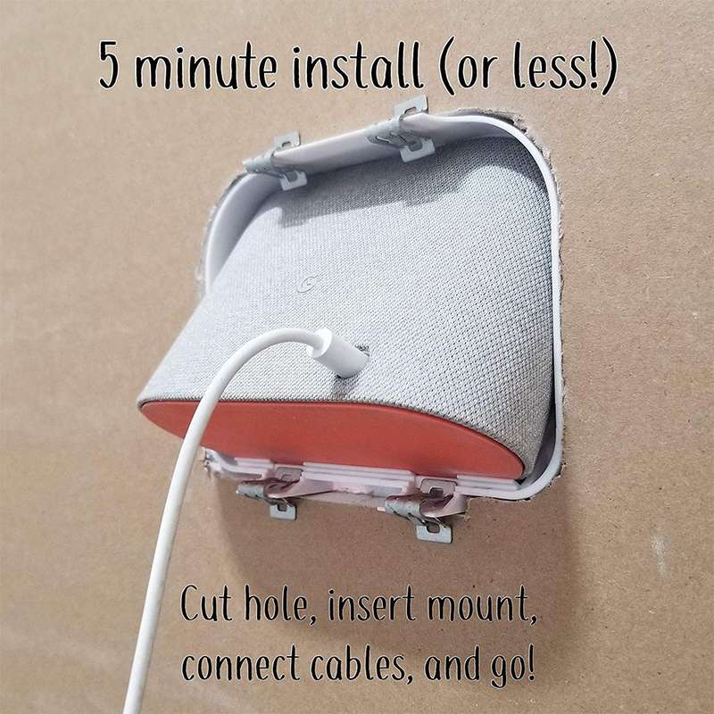 Mount Genie Google Nest Hub Wall Mount - Simple Built-in Design / White (1st and 2nd Gen) Nest Hu...