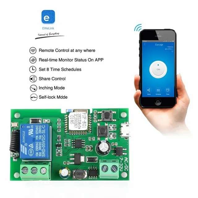 GeeWiz 1 Channel Inching Self-Locking WiFi / RF Switch 5V 12V (7-32V) - Open and Close gate from ...