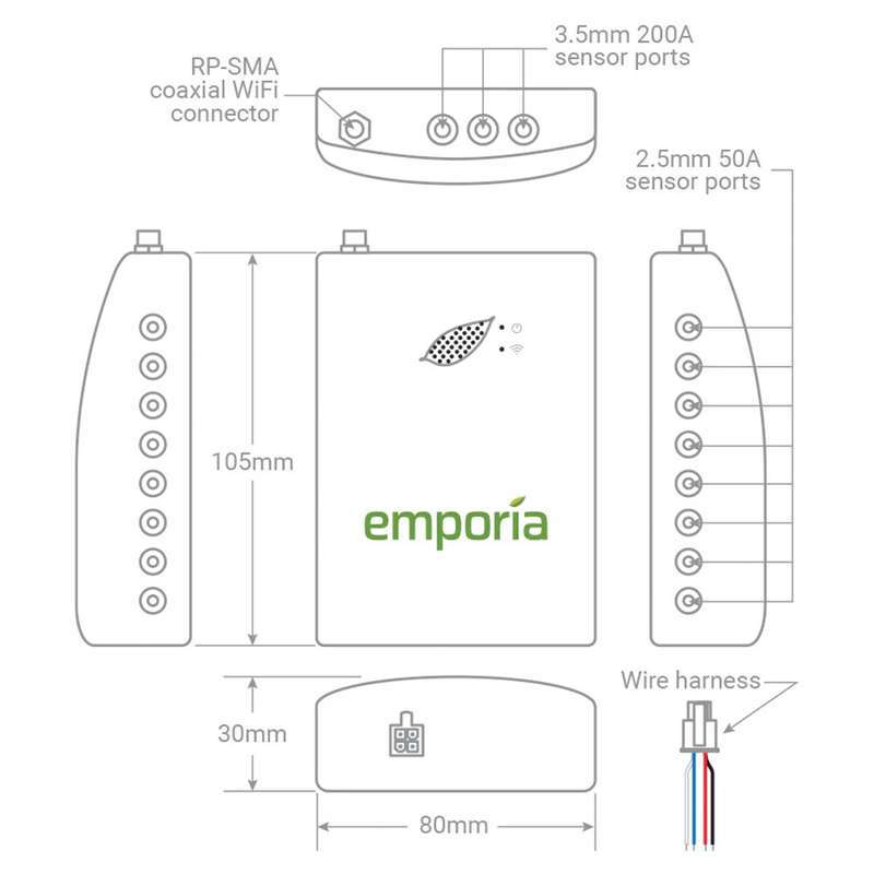 Emporia Vue Gen 2 Energy Monitor - with 8x 50A Emporia Current Monitoring Sensors