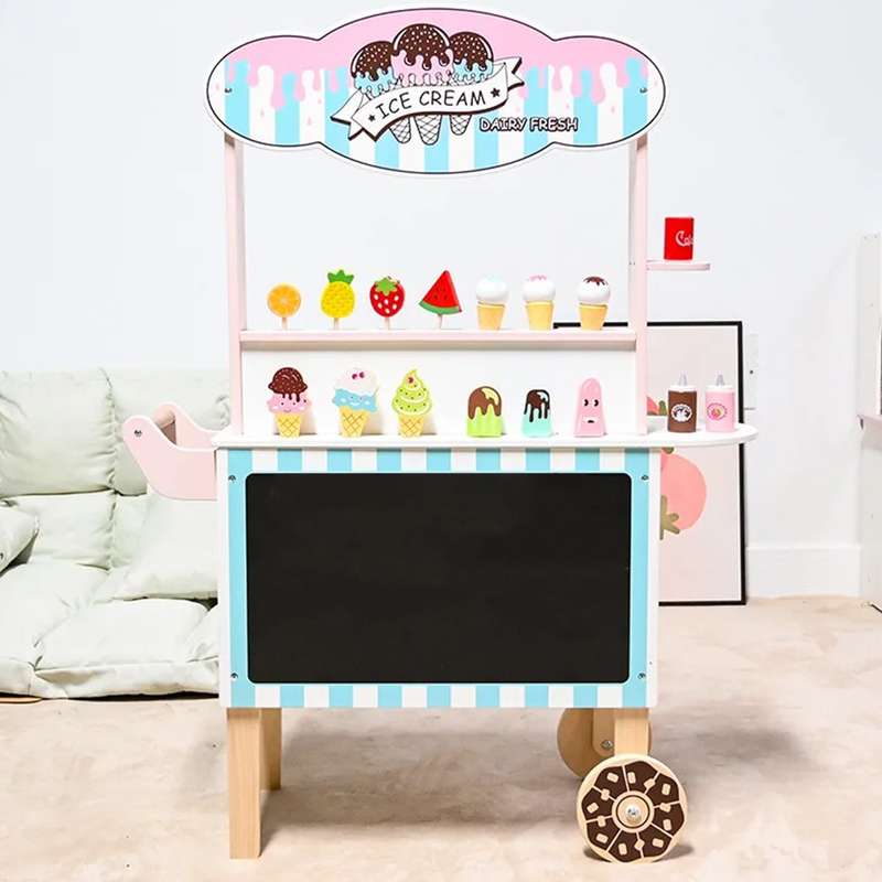 Wooden Ice Cream Stall for Kids - Delight your little ones with this charming wooden ice cream stall