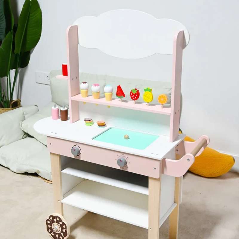 Wooden Ice Cream Stall for Kids - Delight your little ones with this charming wooden ice cream stall