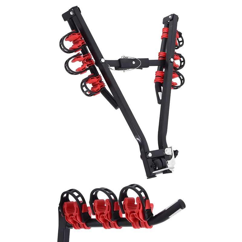 Foldable Towbar Bike Rack - Fits Up to 3 Bikes / Black