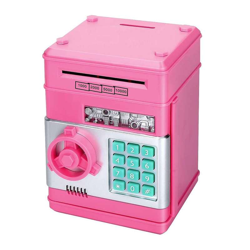 Kids Electronic Piggy Bank - for Fun & Financial Learning (Multiple Colors) Pink