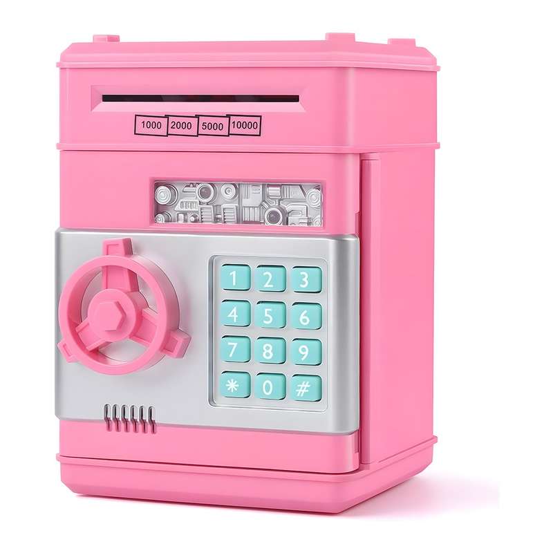 Kids Electronic Piggy Bank - for Fun & Financial Learning (Multiple Colors) Pink