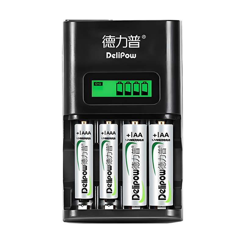 Delipow Smart Battery Charger - Charge 4 AA or AAA Batteries Simultaneously