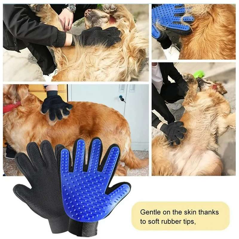 Pet Grooming Gloves - Removes Loose Fur Gently and Easily while Massaging your Pet (Multiple Colo...