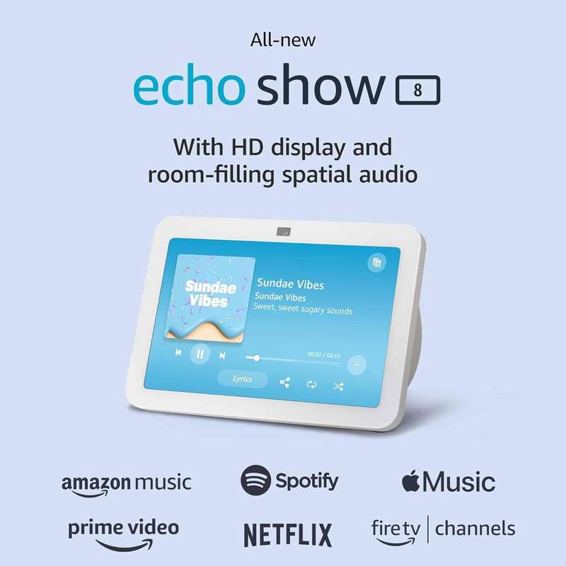 Amazon Echo Show 8 (3rd Gen - 2023 Release) - With Spatial Audio / Smart Hub & Alexa (Multiple Co...