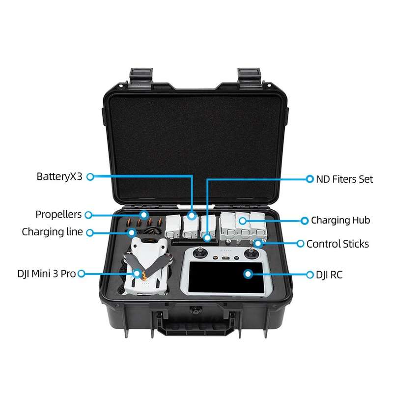 DJI Mini 3 Pro Hard Shell Waterproof Case - Black