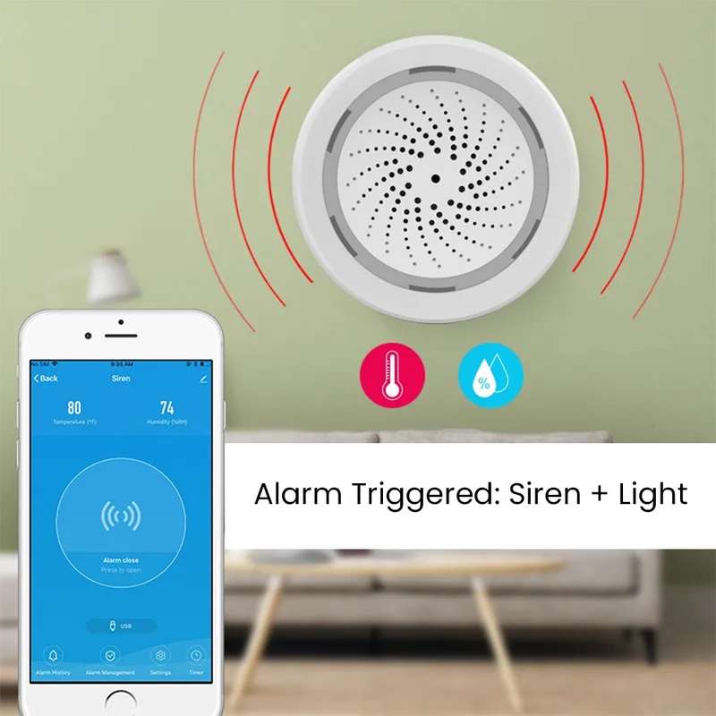 Tuya Wi-Fi Siren Alarm (USB Powered) - Loud Alerts for Enhanced Security (Siren Only)