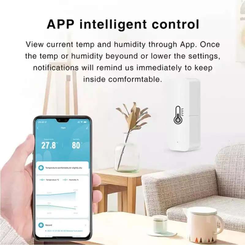 Tuya Smart Wi-Fi Sensor (Temperature & Humidity) - Smart Home Climate Sensor (Hygrometer Thermome...