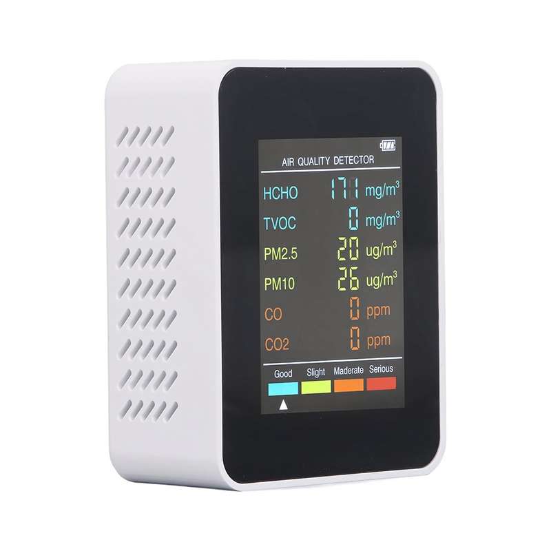 6-in-1 Air Quality Monitor - Breath Easy with Real-Time Air Quality Readings (Multiple Colors) White