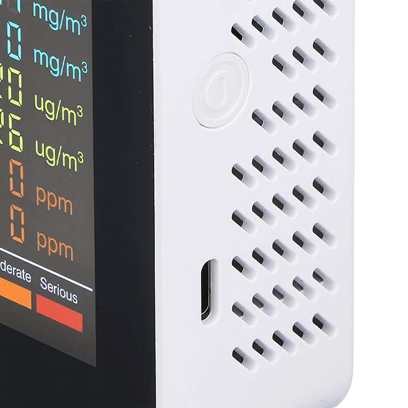6-in-1 Air Quality Monitor - Breath Easy with Real-Time Air Quality Readings (Multiple Colors) White