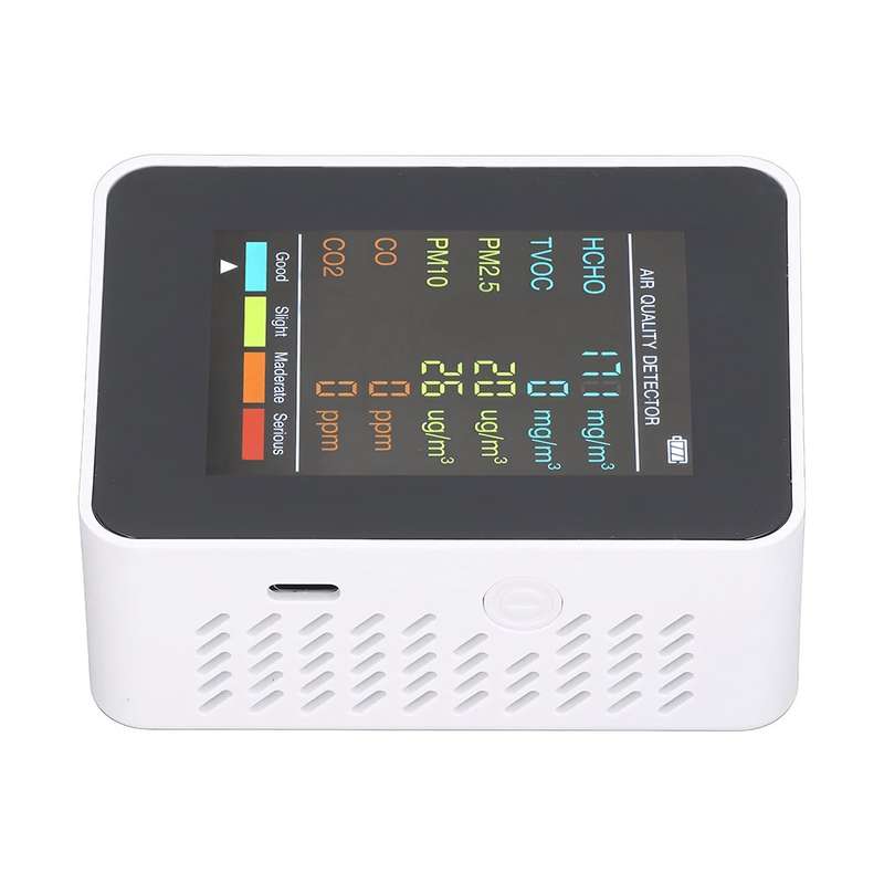 6-in-1 Air Quality Monitor - Breath Easy with Real-Time Air Quality Readings (Multiple Colors) White