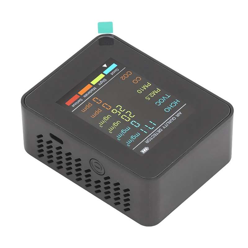 6-in-1 Air Quality Monitor - Breath Easy with Real-Time Air Quality Readings (Multiple Colors) White