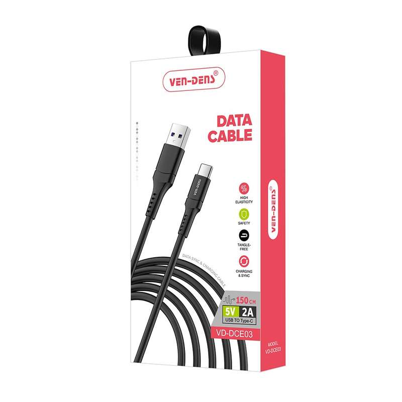 Ven-Dens Data Sync & Charging Cable (USB-A to Type-C) - 1.5m / 5V / 2A