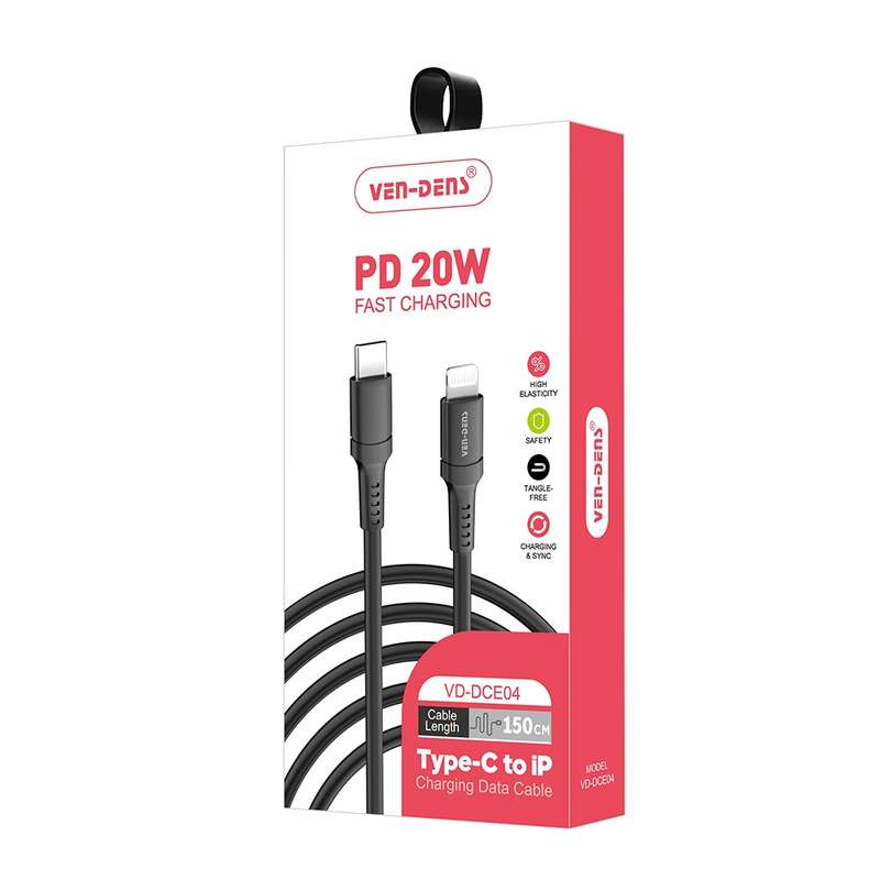Ven-Dens Data Sync & Charging Cable (USB-C to Lightning) - 1.5m / 20W / 5V